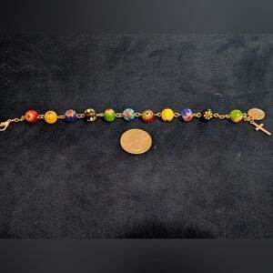 Colorful Beaded Bracelet with Cross Charm